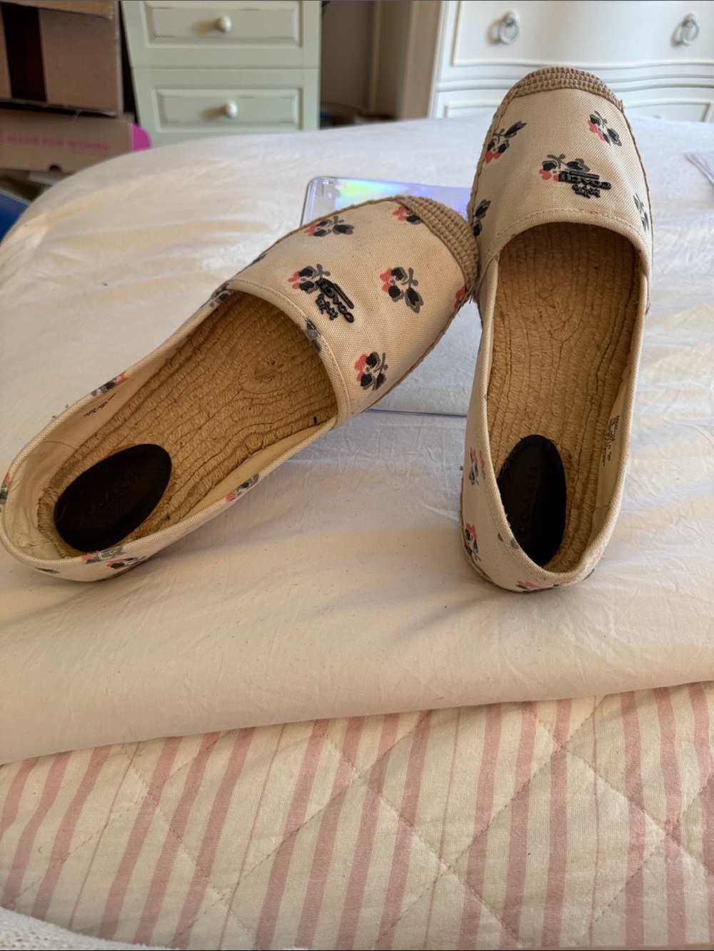 Coach Floral Canvas Espadrilles in Beige, Pink, Black - Picture 9 of 16